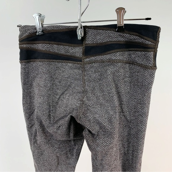 Lululemon Wunder Under Giant Herringbone Black Heathered Black Quilt Leggings 6 - Picture 6 of 8